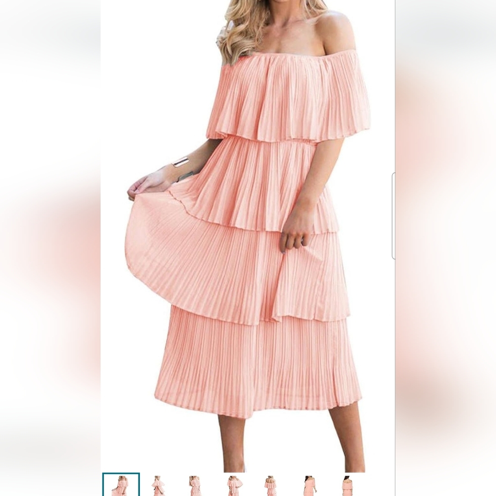 Elegant Pleated Pink Dress